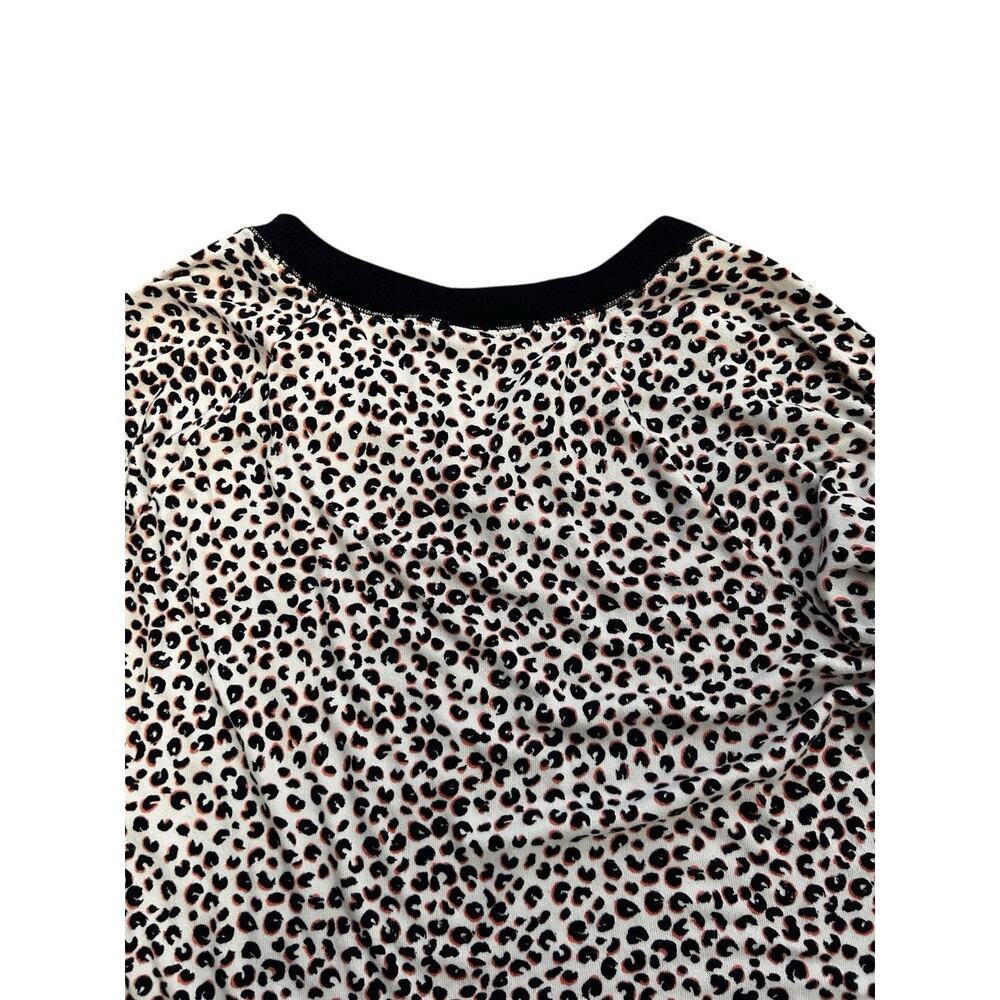 Kate Spade Womens Blue White Pink Leopard Print V-Neck Long Sleeve Pajama Set XL - Picture 7 of 16